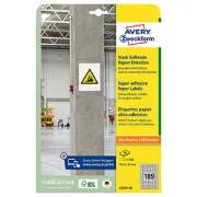 Avery Zweckform Etiketten 25,4 mm x 10 mm, A4, weiß, 189 Etiketten, stark klebend, 20er-Pack, L7871-20, für Laser und Drucker