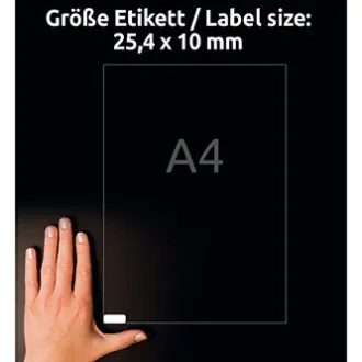 Avery Zweckform Etiketten 25,4 mm x 10 mm, A4, weiß, 189 Etiketten, stark klebend, 20er-Pack, L7871-20, für Laser und Drucker