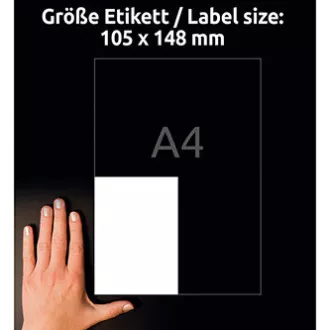 Avery Zweckform-Etiketten 105mm x 148mm, A4, weiß, 4 Etiketten, stark klebend, 20er-Pack, L7876-20, für Laser und Atram Avery Zweckform-Etiketten 105mm x 148mm, A4, weiß, 4 Etiketten, stark klebend, 20er-Pack, L7876-20, für Laser und Atram