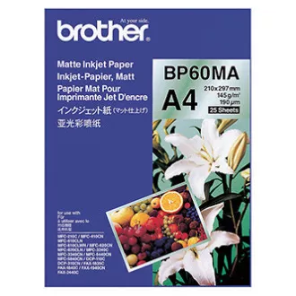 Brother Matte Inkjet Papier, BP60MA, Fotopapier, matt, weiß, A4, 145 g/m2, 25 Stück, Inkjet Brother Matte Inkjet Papier, BP60MA, Fotopapier, matt, weiß, A4, 145 g/m2, 25 Stück, Inkjet