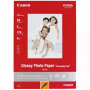 Canon Glossy Photo Paper, GP-501, Fotopapier, glänzend, GP-501 Typ 0775B076, weiß, 21x29,7cm, A4, 200 g/m2, 5 Stück, Inkjet