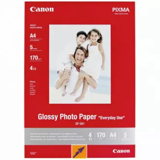 Canon Glossy Photo Paper, GP-501, Fotopapier, glänzend, GP-501 Typ 0775B076, weiß, 21x29,7cm, A4, 200 g/m2, 5 Stück, Inkjet Canon Glossy Photo Paper, GP-501, Fotopapier, glänzend, GP-501 Typ 0775B076, weiß, 21x29,7cm, A4, 200 g/m2, 5 Stück, Inkjet