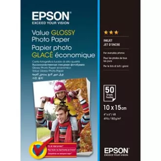 Epson Value Glossy Photo Paper, C13S400038, Fotopapier, glänzend, weiß, 10x15cm, 183 g/m2, 50 Stück, Inkjet Epson Value Glossy Photo Paper, C13S400038, Fotopapier, glänzend, weiß, 10x15cm, 183 g/m2, 50 Stück, Inkjet