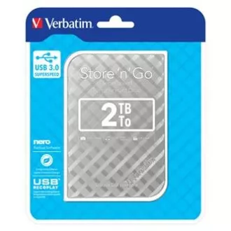 Verbatim Externe Festplatte, Store N Go, 2,5", USB 3.0 (3.2 Gen 1), 2TB, 53198, Silber Verbatim Externe Festplatte, Store N Go, 2,5", USB 3.0 (3.2 Gen 1), 2TB, 53198, Silber