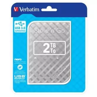 Verbatim Externe Festplatte, Store N Go, 2,5", USB 3.0 (3.2 Gen 1), 2TB, 53198, Silber Verbatim Externe Festplatte, Store N Go, 2,5", USB 3.0 (3.2 Gen 1), 2TB, 53198, Silber