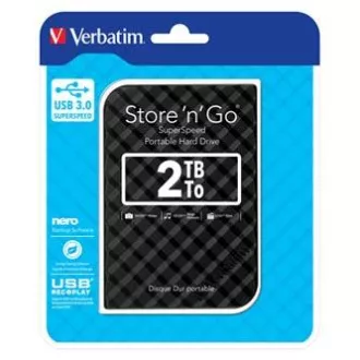 Verbatim Externe Festplatte, Store N Go, 2,5", USB 3.0 (3.2 Gen 1), 2TB, 53195, Schwarz Verbatim Externe Festplatte, Store N Go, 2,5", USB 3.0 (3.2 Gen 1), 2TB, 53195, Schwarz