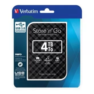 Verbatim Externe Festplatte, Store N Go, 2,5", USB 3.0 (3.2 Gen 1), 4TB, 53223, Schwarz
