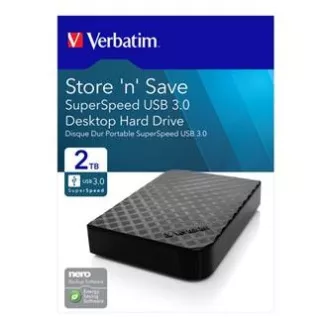 Verbatim Externe Festplatte, Store N Save, 3,5", USB 3.0 (3.2 Gen 1), 2TB, 47683, Schwarz Verbatim Externe Festplatte, Store N Save, 3,5", USB 3.0 (3.2 Gen 1), 2TB, 47683, Schwarz