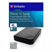 Verbatim Externe Festplatte, Store N Save, 3,5", USB 3.0 (3.2 Gen 1), 4TB, 47685, Schwarz