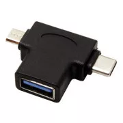 USB-Reduzierer, (2.0), USB A-Buchse - microUSB-Stecker   USB C-Stecker, schwarz, Kunststoffbeutel OTG