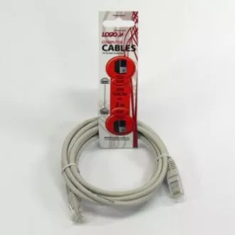 LAN-Netzwerkkabel UTP-Patchkabel, Cat.5e, RJ45-Stecker - RJ45-Stecker, 2 m, ungeschirmt, grau, Logo LOGO Tasche