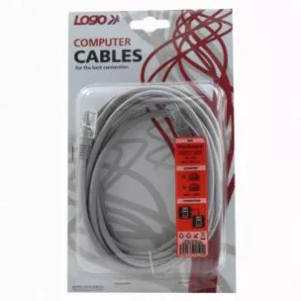 LAN-Kabel UTP-Crossover-Patchkabel, Cat.5e, RJ45-Stecker - RJ45-Stecker, 3 m, ungeschirmt, gekreuzt, grau, zum Anschluss von 2 PCs, Logo