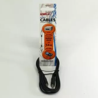 Audiokabel Klinke (3,5mm) Stecker - Klinke (3,5mm) Stecker, 1,5m, schwarz, Logo Audiokabel Klinke (3,5mm) Stecker - Klinke (3,5mm) Stecker, 1,5m, schwarz, Logo