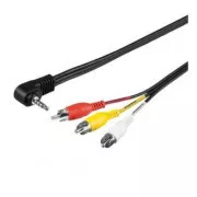Audio-/Videokabel Klinke (3,5 mm) - 3x CINCH-Stecker, 1,5 m, 4-polige Buchse 90&Grad;, schwarz
