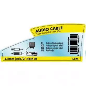 Audiokabel Klinke (3.5mm) Stecker - 2x CINCH Stecker, 1.5m, schwarz, Logo