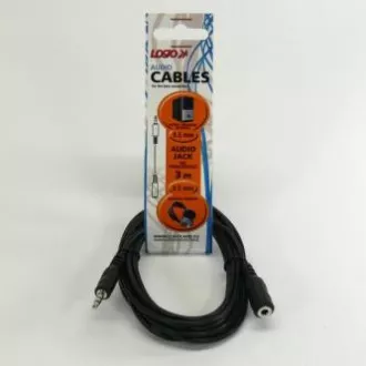 Audio-Verlängerungskabel Klinke (3,5mm) Stecker - Klinke (3,5mm) Buchse, 3m, schwarz, Logo Audio-Verlängerungskabel Klinke (3,5mm) Stecker - Klinke (3,5mm) Buchse, 3m, schwarz, Logo