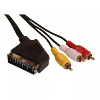 Videokabel SCART Stecker - 3x CINCH Stecker, 5m, schwarz, SELL