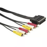 Videokabel SCART Stecker - 6x CINCH Stecker, 5m, schwarz, SELL