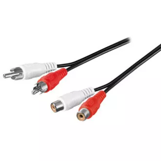 Audio-Verlängerungskabel 2x CINCH-Stecker - 2x CINCH-Buchse, 5m, schwarz
