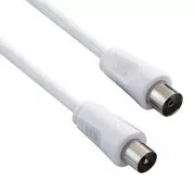 Antennenkabel Koax (9,5mm) Stecker - Koax (9,5mm) Buchse, 2m, 75 Ohm, weiß