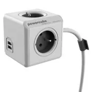 230-V-Netzverlängerungskabel, CEE7 (Stecker) – POWERCUBE, 1,5 m, EXTENDED USB, grau, POWERCUBE, 4 Steckdosen, PD 20 W A C