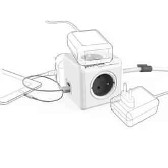 230-V-Netzverlängerungskabel, CEE7 (Stecker) – POWERCUBE, 1,5 m, EXTENDED USB, grau, POWERCUBE, 4 Steckdosen, PD 20 W A C 230-V-Netzverlängerungskabel, CEE7 (Stecker) – POWERCUBE, 1,5 m, EXTENDED USB, grau, POWERCUBE, 4 Steckdosen, PD 20 W A C