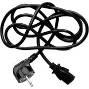 Netzkabel 230V Strom, CEE7 (Gabel) - C13, 2m, VDE geprüft, schwarz, Logo, Blister