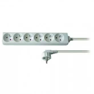 Netzkabel 230V Verlängerungskabel, CEE7 (Gabel) - Steckdose 6x, 2m, VDE geprüft, weiß