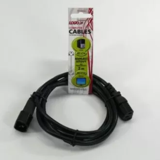 230V-Netzverlängerungskabel, C13 - C14, 2m, VDE-geprüft, schwarz, Logo 230V-Netzverlängerungskabel, C13 - C14, 2m, VDE-geprüft, schwarz, Logo
