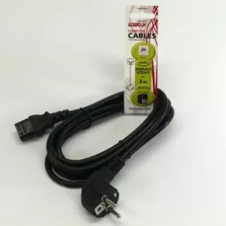 230V Netzkabel, CEE7 (Gabel) - C13, 3m, VDE geprüft, schwarz, Logo 230V Netzkabel, CEE7 (Gabel) - C13, 3m, VDE geprüft, schwarz, Logo