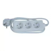 230V-Netzverlängerungskabel, CEE7 (Gabel) - 3x Steckdose, 3m, VDE-geprüft, weiß
