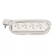 Netzkabel 230V Verlängerungskabel, CEE7 (Gabel) - Steckdose 4x, 3m, VDE geprüft, weiß
