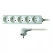 230V-Netzverlängerungskabel, CEE7 (Gabel) - 5x Steckdose, 3m, VDE-geprüft, weiß