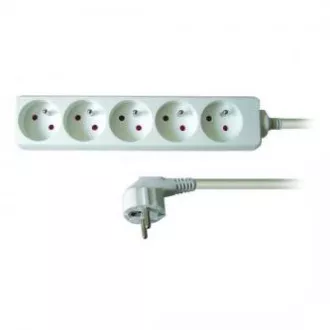 230V-Netzverlängerungskabel, CEE7 (Gabel) - 5x Steckdose, 3m, VDE-geprüft, weiß