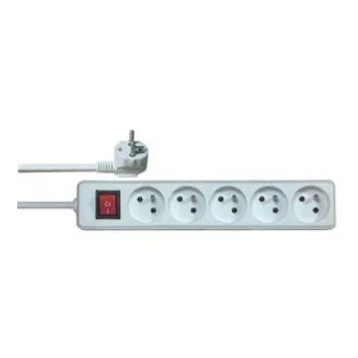 230V-Netzverlängerungskabel, CEE7 (Gabel) - 5x Steckdose, 5m, VDE-geprüft, weiß, mit Schalter 230V-Netzverlängerungskabel, CEE7 (Gabel) - 5x Steckdose, 5m, VDE-geprüft, weiß, mit Schalter