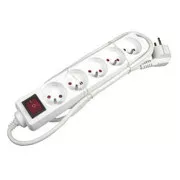 230V-Netzverlängerungskabel, CEE7 (Gabel) - 5x Steckdose, 10m, VDE-geprüft, weiß, mit Schalter