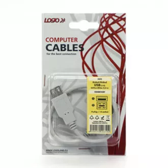 Logo USB-Verlängerungskabel (2.0), USB A-Stecker - USB A-Buchse, 0,3 m, weiß, Blister