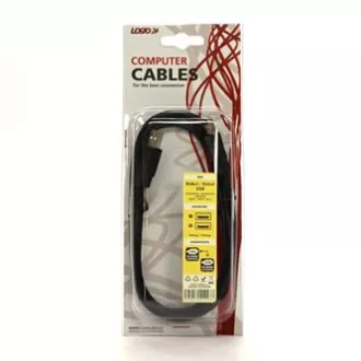 Logo USB-Kabel (2.0), USB A-Stecker - USB A-Stecker, 1,8 m, schwarz, Blister, High Speed