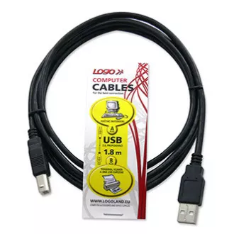Logo USB-Kabel (2.0), USB A-Stecker - USB B-Stecker, 1,8 m