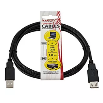 Logo USB-Verlängerungskabel (2.0), USB A-Stecker - USB A-Buchse, 1,8 m, schwarz Logo USB-Verlängerungskabel (2.0), USB A-Stecker - USB A-Buchse, 1,8 m, schwarz