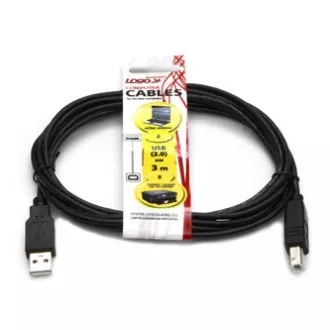 Logo USB-Kabel (2.0), USB A-Stecker - USB B-Stecker, 3m, schwarz Logo USB-Kabel (2.0), USB A-Stecker - USB B-Stecker, 3m, schwarz