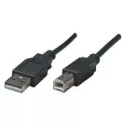 Logo USB-Kabel (2.0), USB A-Stecker - USB B-Stecker, 3m, schwarz, Blister