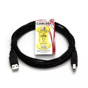 Logo USB-Kabel (2.0), USB A-Stecker - USB B-Stecker, 3m, schwarz
