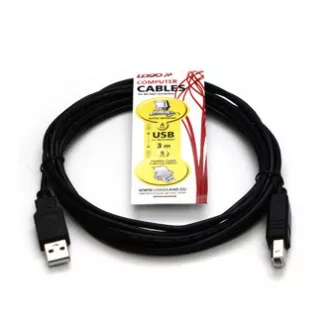 Logo USB-Kabel (2.0), USB A-Stecker - USB B-Stecker, 3m, schwarz Logo USB-Kabel (2.0), USB A-Stecker - USB B-Stecker, 3m, schwarz