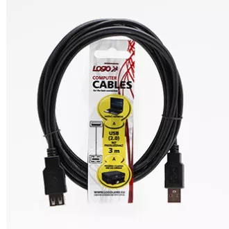 Logo USB-Verlängerungskabel (2.0), USB A-Stecker - USB A-Buchse, 3m, schwarz Logo USB-Verlängerungskabel (2.0), USB A-Stecker - USB A-Buchse, 3m, schwarz