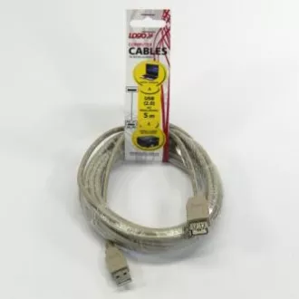 Logo USB-Verlängerungskabel (2.0), USB A-Stecker - USB A-Buchse, 5m, grau, SELL OUT