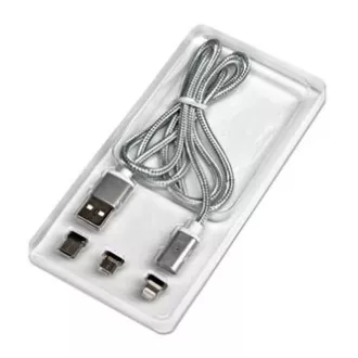 USB-Kabel mit Steckern (2.0), USB A-Stecker - microUSB-Stecker Apple Lightning-Stecker USB C-Stecker, 1m, rund, geflochten, silber, USB-Kabel mit Steckern (2.0), USB A-Stecker - microUSB-Stecker Apple Lightning-Stecker USB C-Stecker, 1m, rund, geflochten, silber,