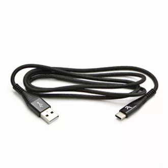 Logo USB-Kabel (2.0), USB A-Stecker - USB C-Stecker, 2m, 480 Mbps, 5V/3A, schwarz, Box, Nylongeflecht, Aluminium-Steckerabdeckung