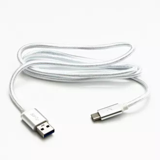 Logo USB-Kabel (3.2 gen 1), USB A-Stecker - USB C-Stecker, 1m, 5 Gbps, 5V/3A, weiß, Box, Nylongeflecht, Steckerabdeckung aus Aluminium Logo USB-Kabel (3.2 gen 1), USB A-Stecker - USB C-Stecker, 1m, 5 Gbps, 5V/3A, weiß, Box, Nylongeflecht, Steckerabdeckung aus Aluminium