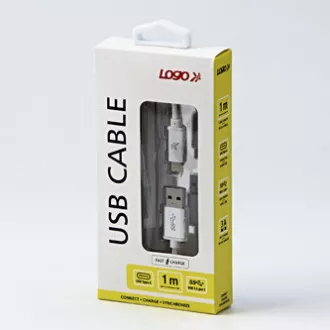 Logo USB-Kabel (3.2 gen 1), USB A-Stecker - USB C-Stecker, 1m, 5 Gbps, 5V/3A, weiß, Box, Nylongeflecht, Steckerabdeckung aus Aluminium Logo USB-Kabel (3.2 gen 1), USB A-Stecker - USB C-Stecker, 1m, 5 Gbps, 5V/3A, weiß, Box, Nylongeflecht, Steckerabdeckung aus Aluminium